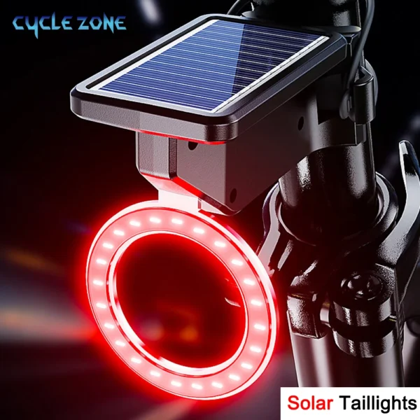 kf-Sc29b1810e59e4f46999ab5bdebaf2a25T Solar Bicycle Rear Light Smart Sensor Bike Tail Lamp Rechargeable Safety Warning Taillight for Night Riding Cycling Accessories - Image 1