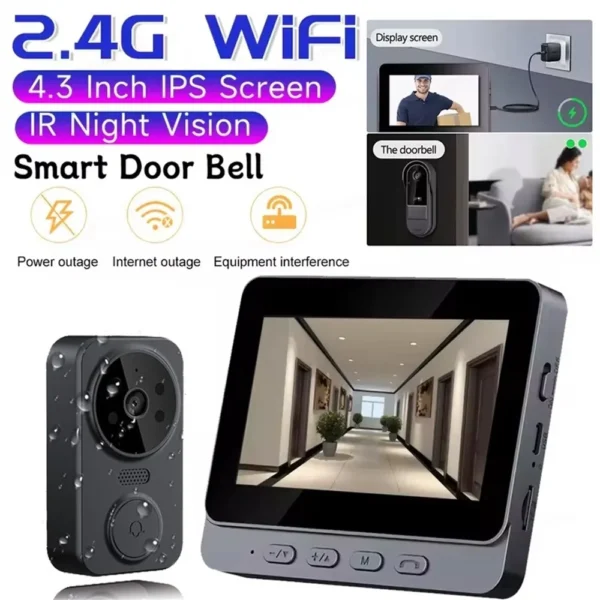 Wireless Video Doorbell Camera Bundle Smart Security with Night Vision 2.4G WiFi HD Motion Detection Cloud Storage - Image 4