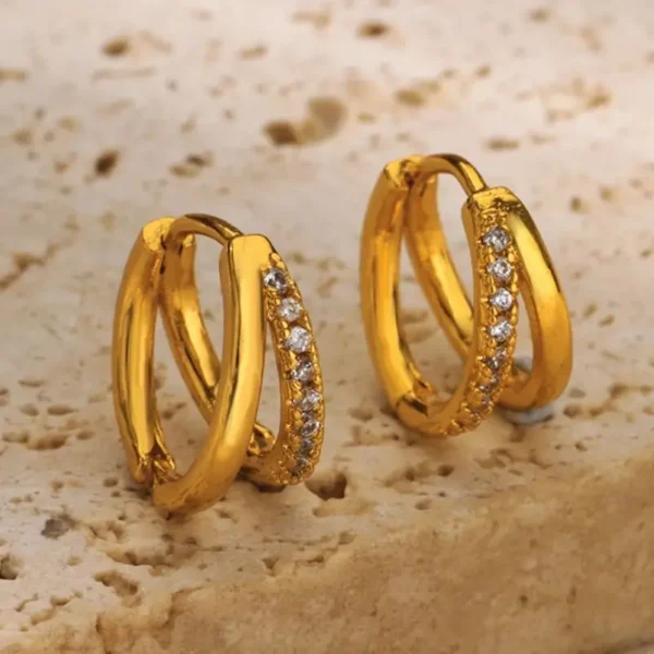 Stainless Steel Circle Earrings For Women Gold Color Aesthetic Zircon Earring Wedding Christmas Fashion Jewelry Accessories Gift - Image 1