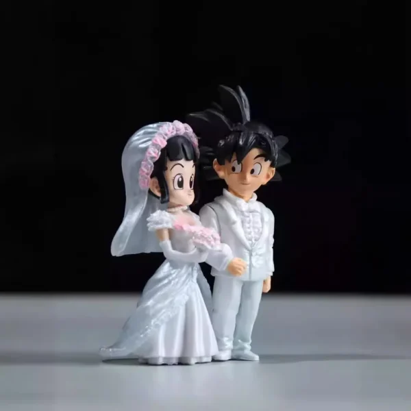 9cm Dragon Ball Anime Figure Son Goku Figures Wedding Goku Chichi Mariage Figurine Scene Statue Q Version Pvc Model Doll Toys - Image 3