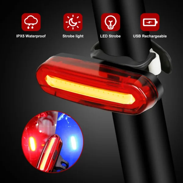 Bicycle Taillight MTB Red Light Bike Rear Light Cycling Warming Safety Lamp USB Rechargeable Led Bike Light Bike Accessories - Image 4