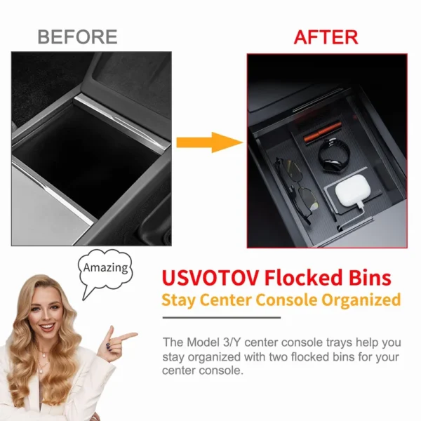Storage Box for Tesla Model Y Juniper Launch 2025 Model 3 Highland Organizer Accessories Center Console Trays Hidden Cup Holder - Image 3