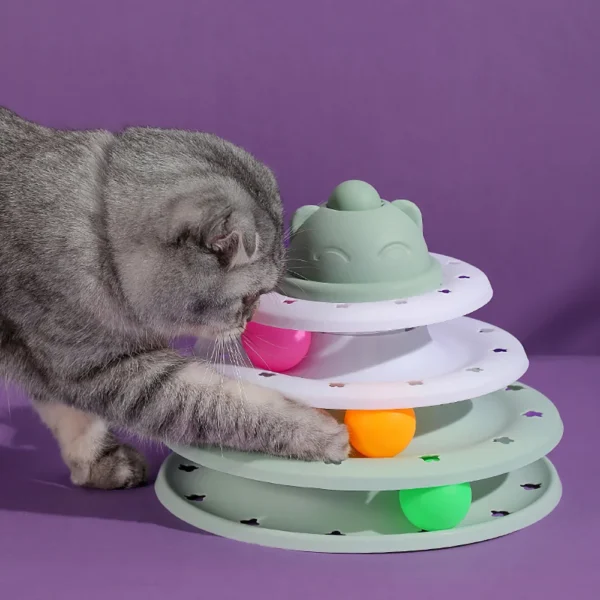 kf-Sc7eb8399e56746c4802a75363783cec8z 4 Levels Cat Toy Tower Turntable Roller Balls Toys Interactive Intelligence Training Track Puzzle Funny Games Accessories - Image 1