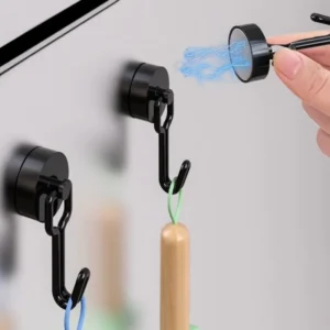 Neodymium Magnetic Hooks 5KG - 360° Rotating No Drill Hangers for Fridge/Doors, 4PCs Heavy Duty Kitchen Organizer (Black/White)