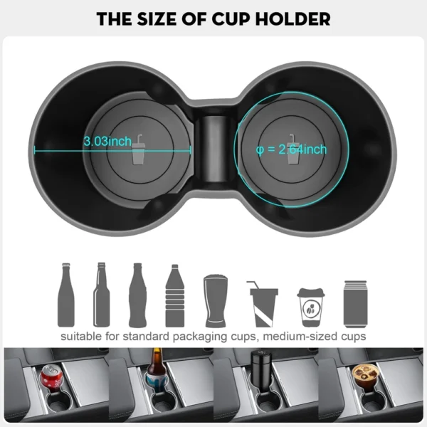 For Tesla Model Y Juniper Model 3 2025 Center Console Water Cup Holder TPE Coaster Mat Pad Model Y Juniper Organizer Accessories - Image 6