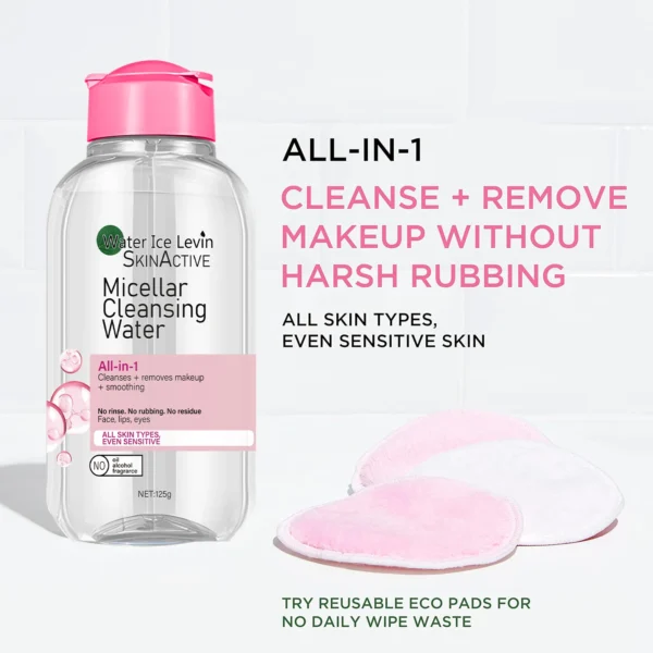 Water Ice Levin Micellar Water: All-in-1 Cleanser & Makeup Remover. No Rinse, No Rub, For Sensitive Skin. 125g. - Image 2