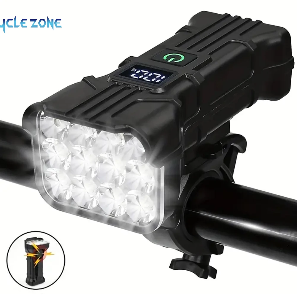 kf-Scb574ff6085d406ebeb7d5766c210625B 12 LED Bicycle Front Light Rechargeable Bike Light with Horn MTB Bicycle Head Lights Cycling Bike Safety Lamp for Night Riding - Image 1