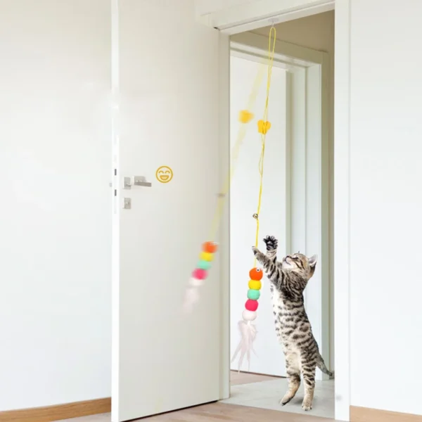 Pet Cat Toys Funny Stick Kitten Self -hi Elastic Rope Dragonfly Shape Feather Bell Teasing Stick Hanging Swing Thousands - Image 1