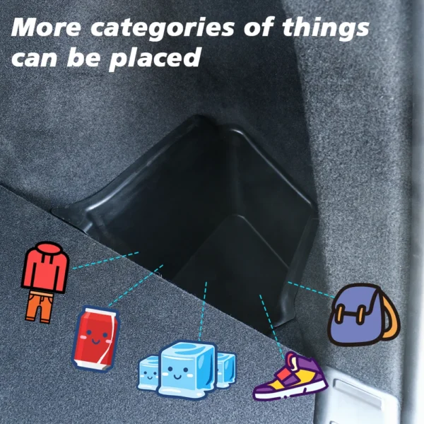 For Tesla New Model Y 2025 Launch Juniper Rear Trunck side Storage Box with Flocking or TPE Lids Covers and Drawstring - Image 5