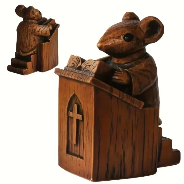 Cute Church Mouse Statue Series Small Statues Art Craftsmanship Resin Church Mouse Statue Priest Craftsmanship Decoration - Image 4