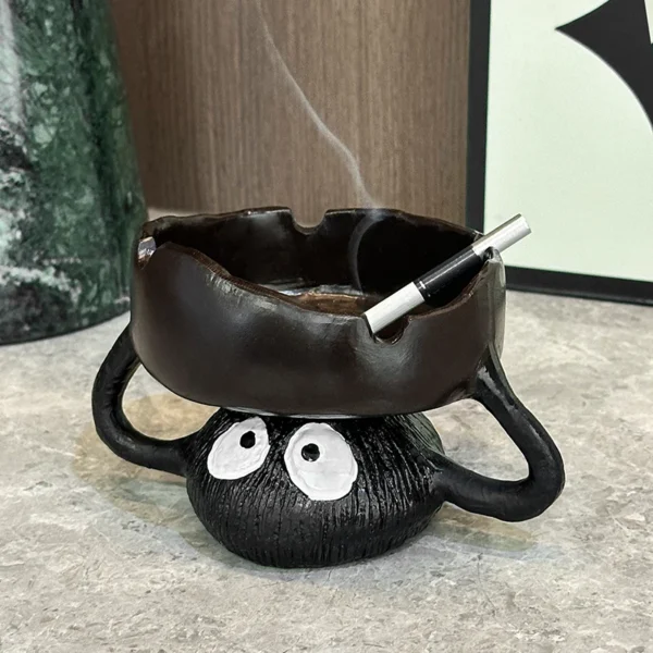 Cartoon Cute Coal Ball Ashtray, Home Living Room Coffee Table Office Desktop High-End Feel Anti-Fly Ash Ashtray Decoration - Image 4
