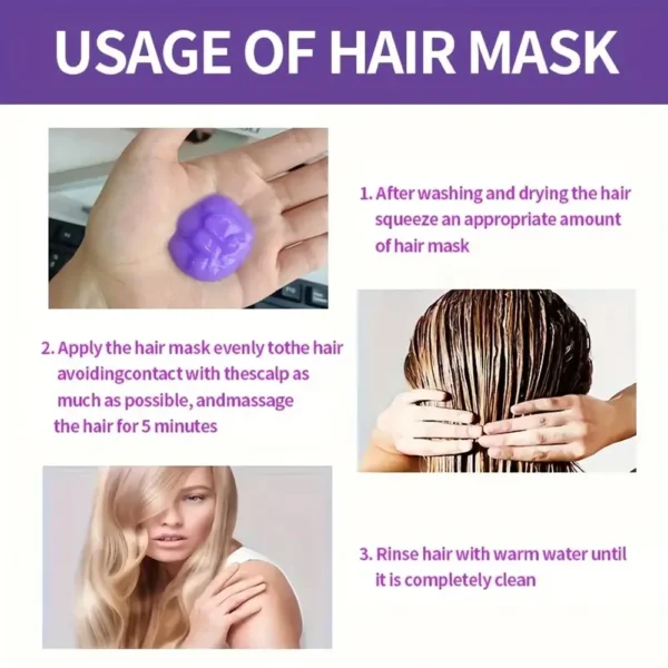 Purple Keratin Hair Mask Repairing For Hair Damaged Maltreated Moisturizing Nourishing Repairing Hair Mask Hair Care Conditioner - Image 6