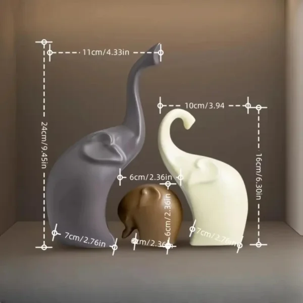 1 Set Nordic Style Elephant Family of Three Family Statues Animal Sculptures Desktop Ornaments for Friend Unique Gifts - Image 3