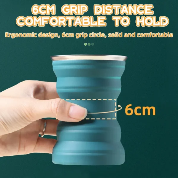Portable Silicone Foldable Cup With Lanyard Heat Resistant Collapsible Cups Lid Folding Storage Travel Mug For Hot Water - Image 2