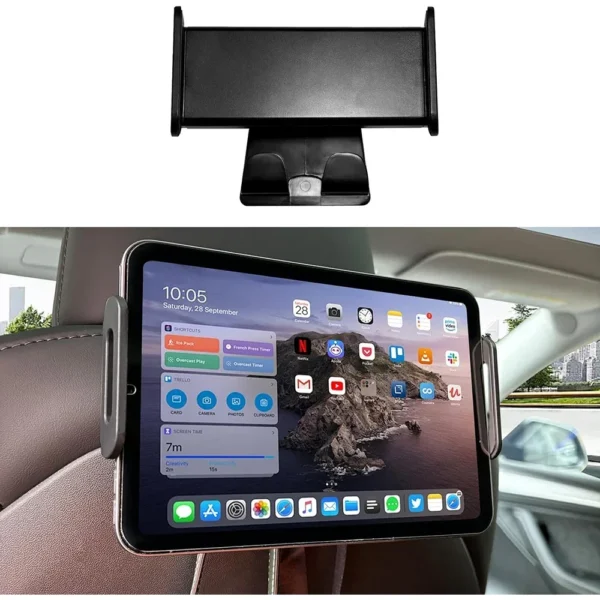 For Tesla Model 3/Y Back Seat Phone Holder with 2 hooks 360° Rotate Stand Auto Headrest Bracket Support For Tablet PC iPad Mini - Image 3