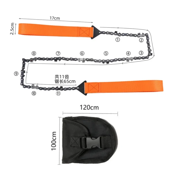 11-Teeth Outdoor Portable Hand - Drawn Wire Saw - Ideal for Field, Mountaineering, Life - Saving - Multi - Function Saw Chain fo - Image 3