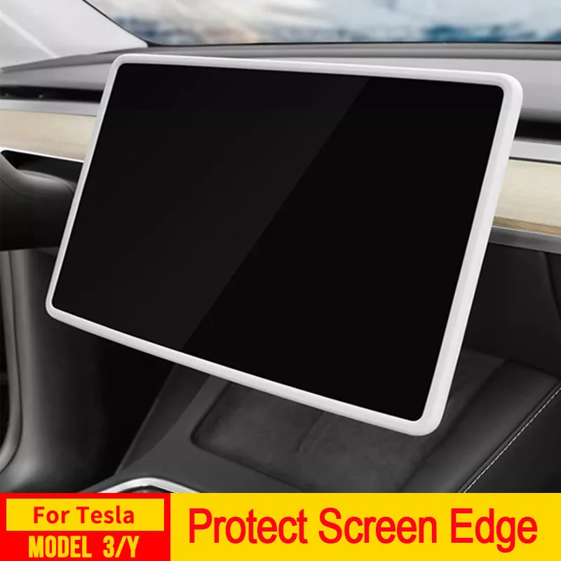 kf-Sd5f5b0e5472e4988acae32c8d3c69557s For Tesla Model 3 Y Highland Screen Protector Silicone Frame Display Edge Body Cover Central Control Accessories 2025 2024 2023 - Image 1