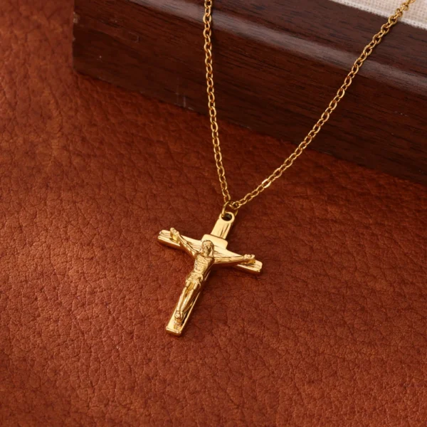 Stainless Steel Jesus Cross Necklace For Women Men Gold Color Caravaca Angels Crucifix Charm Choker Rapper Jewelry Hip Hop Gift - Image 3