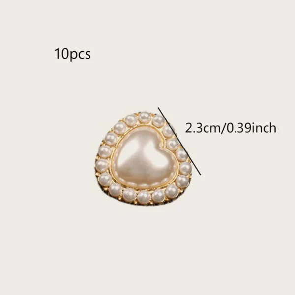 10PCS Pearl Heart Button - Image 2