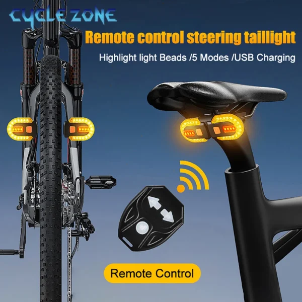 Bike Turn Signal Rear Light LED Bicycle Tail Lamp USB Rechargeable MTB Bicycle Wireless Remote Taillights Cycling Accessories - Image 2