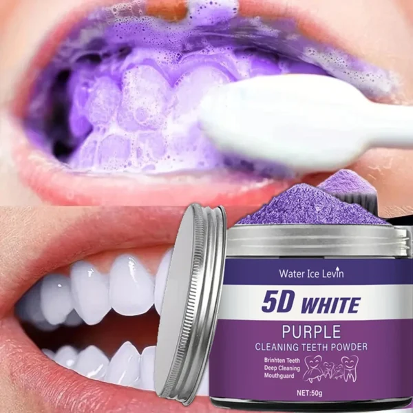 Purple Teeth Whitening Powder, 50g - Deep Cleaning and Teeth Cleaning Powder, Fresh Breath Toothpaste, Natural Pearl Essence - Image 2
