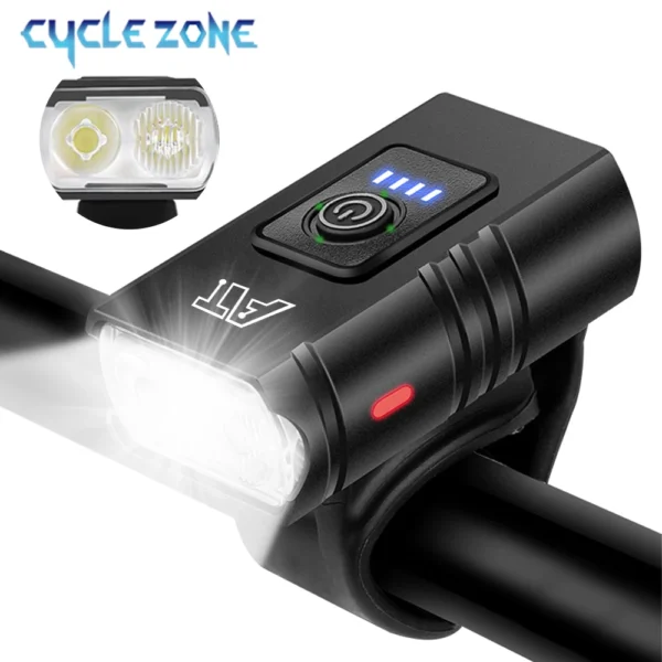 kf-Sd83f1397d57b4bbf8534ed5c52f8c283s Bike Light T6 LED Bicycle Front Lamp Type-C Rechargeable MTB Headlight Flashlight Waterproof Outdoors Night Cycling Accessories - Image 1