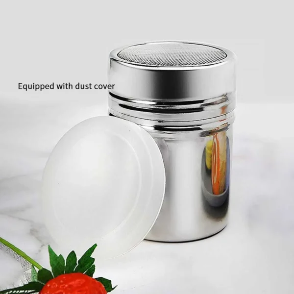 1pc-Silver stainless steel mesh tube type dusters dusting salt shaker spice jar Salt Sugar Pepper Shaker Box Cocoa Icing Powder - Image 5