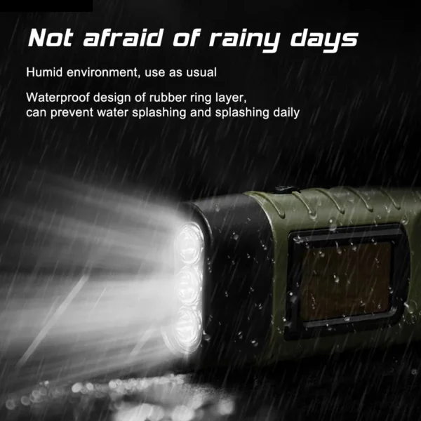 Portable LED Flashlight Tent Light Hand Crank Dynamo Solar Power Torch for Outdoor Camping Hiking Long-range Emergency Lantern - Image 3
