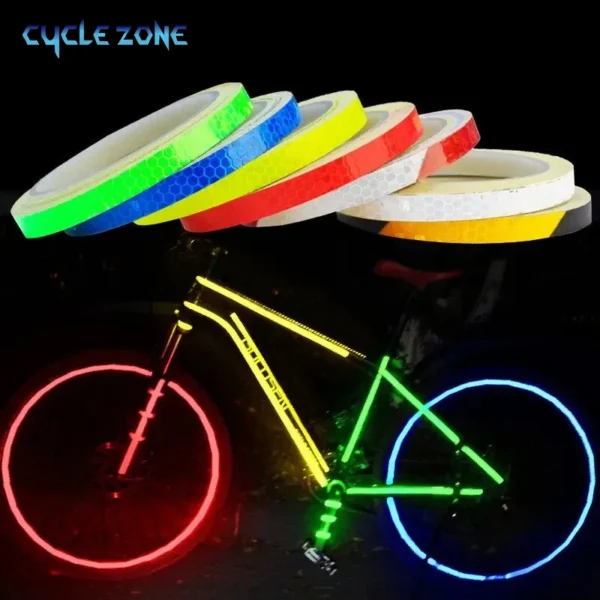 kf-Sdbe9a0224d50498db9dd90606b88dda2g 1cmx8m Bike Stickers Reflective Tape Fluorescent Safety Warning Strips MTB Cycling Tapes for Bicycle Helmet Motorcycle Scooter - Image 1