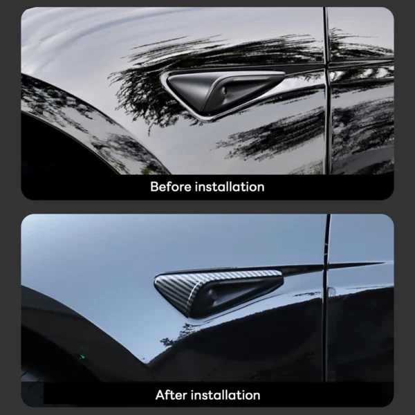 For Tesla Model Y Juniper Launch 2025 Model 3 Highland 2024 Side Camera Cover Lens Protector Shiny Matte Carbon Fiber Pattern - Image 3