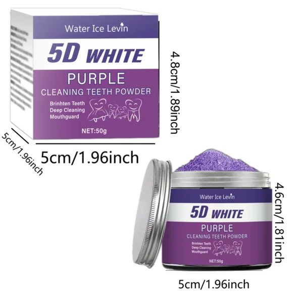 Purple Teeth Whitening Powder, 50g - Deep Cleaning and Teeth Cleaning Powder, Fresh Breath Toothpaste, Natural Pearl Essence - Image 5