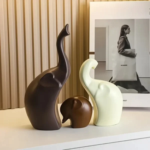 1 Set Nordic Style Elephant Family of Three Family Statues Animal Sculptures Desktop Ornaments for Friend Unique Gifts - Image 5