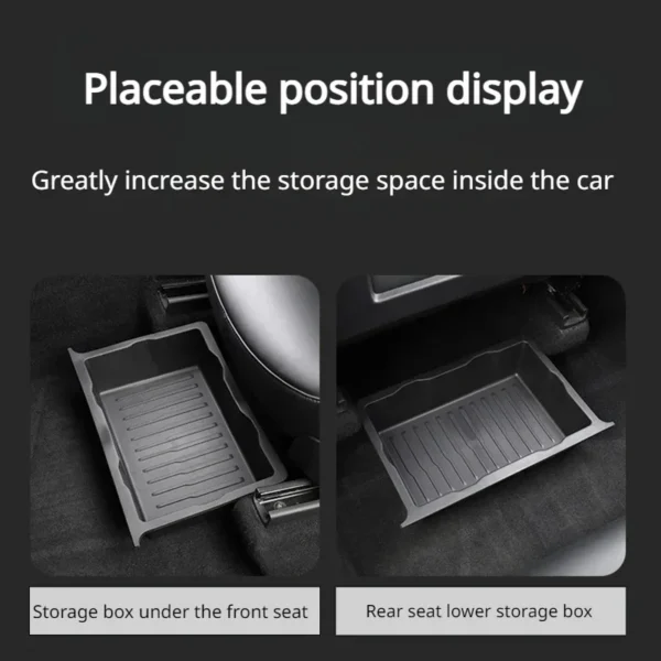 Underseat Storage Box for Tesla Model Y 2021-2024 Seats Drawer TPE Hidden Storage Tray Push Pull Car Organizer Car Accessories - Image 3