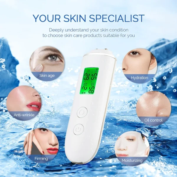 Skin Tester Face Skin Moisture&Oil Content Skin Analyzer Skin Water Cheek Elastic Skin Age Test Meter Fluorescent Agent Detector - Image 3