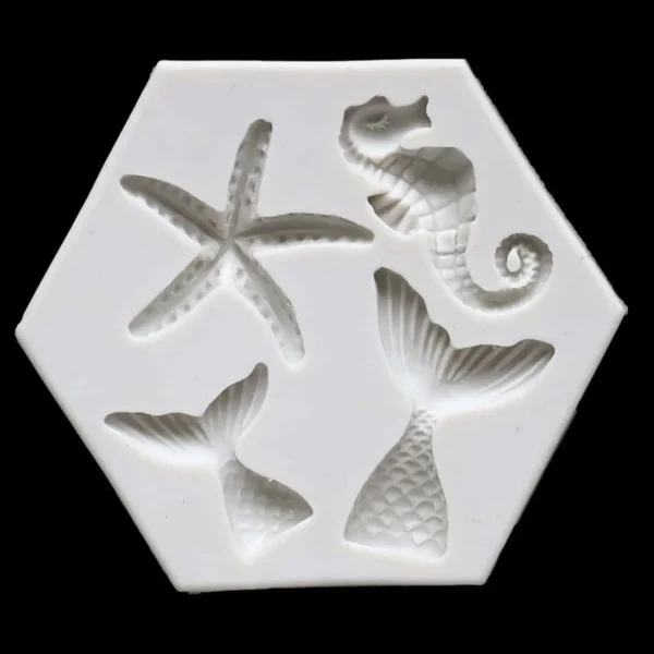 1pc-DIY Baked Large and Small Fish Tail, Sea Star, Seahorse Liquid Silicone Mold - Image 5