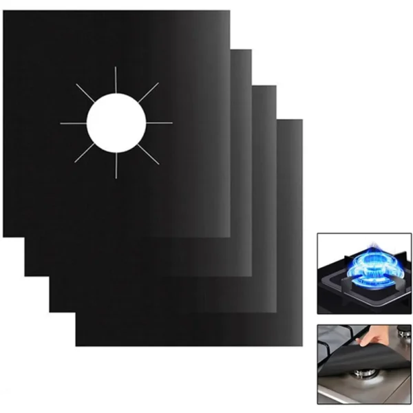 4pcs Heat-resistant Stove Burner Covers Reusable, Non-Stick stove burner covers protector 10.6'' x 10.6'' - Image 1