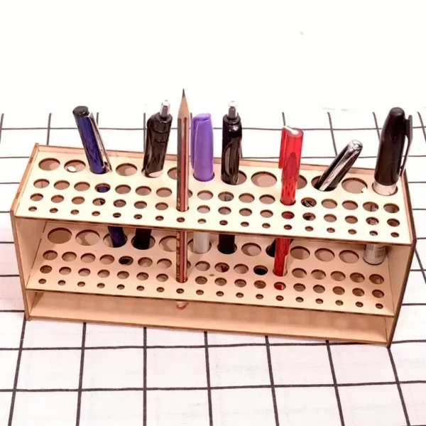 67-Slot Premium Wooden Brush Double-layer Holder Durable Artist Desk Organizer Pencil Paint Brushes Storage Art Craft - Image 7