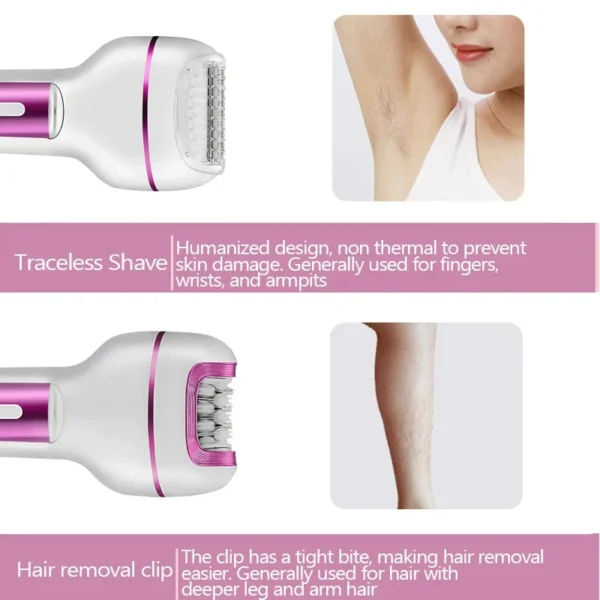 3in1 Rechargeable Women Epilator For Face Body Electric Shaver Female Hair Removal Bikini Trimmer Leg Lady Shaver Callus Remover - Image 4