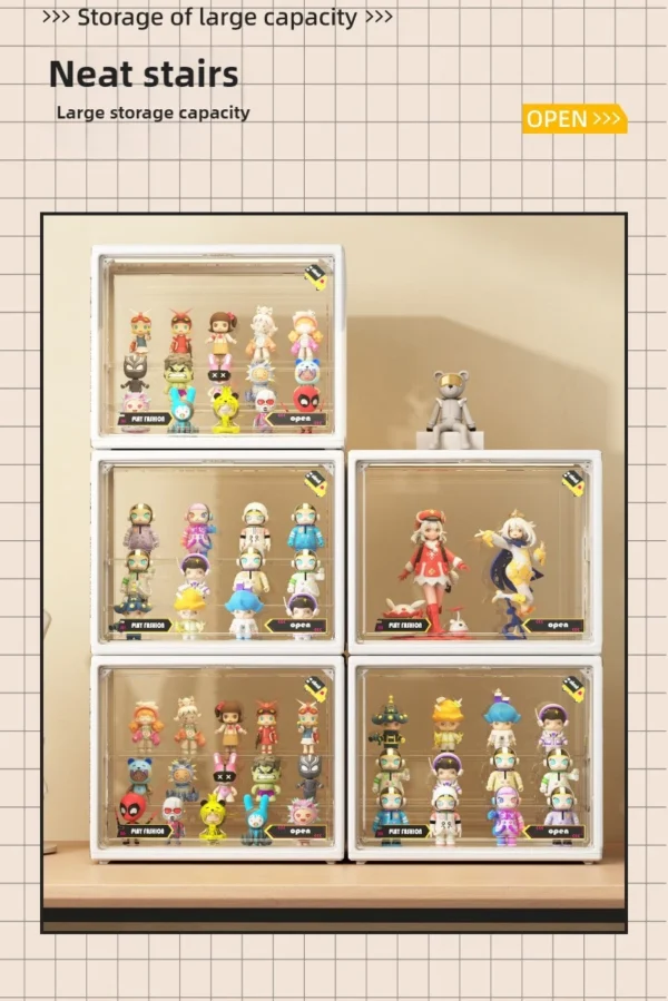 Pop Mart 3-Tier Acrylic Display Case - Dustproof Step Shelf for Anime Cars, Action Figures & Jewelry Organizer - Image 5