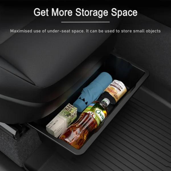 TPE Under Seat Storage Box For Tesla Model Y Juniper 2025 Center Console Organizer Bin Front Backseat Bag Trash Tray Accessories - Image 4