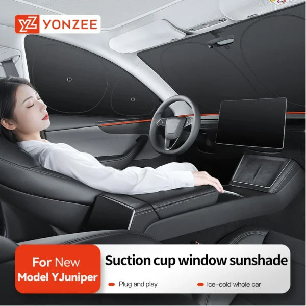 YZ For Tesla Model 3 Y Highland Juniper 2021-2025 Car Side Window Sunshade with Suction Cups Front Rear Windshield Privacy - Image 2