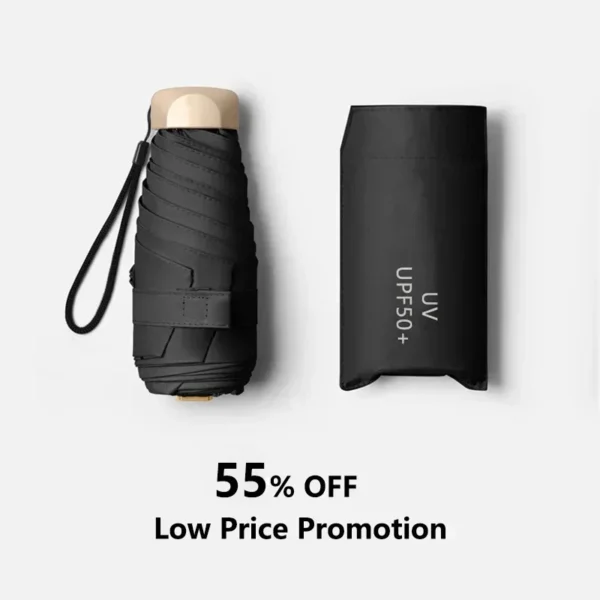 55% Off Mini Sun Umbrella Small Pocket Rain Umbrella Vinyl Folding UV Ultraviolet Protection Sun Shade Pocket Parasol Capsule - Image 1