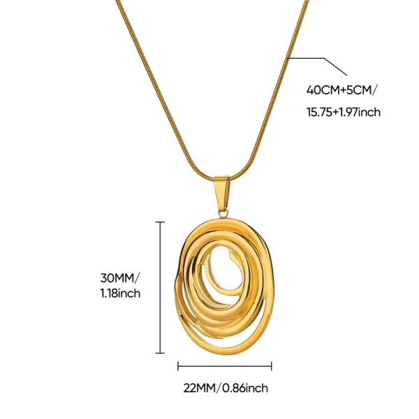 Hollow Geometric Oval Necklaces For Women Stainless Steel Gold Color Oval Pendant Necklace Party Christmas Jewelry Gift Femme - Image 6
