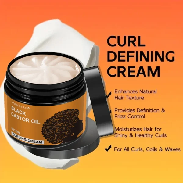 Black Castor Oil Curling Cream, Styling Curling Cream, Long-Lasting Frizz-Free Curls, Moisturizing and Elastic Styling Conditioner Suitable for Curly Hair - Suitable for All Hair Types - Image 6