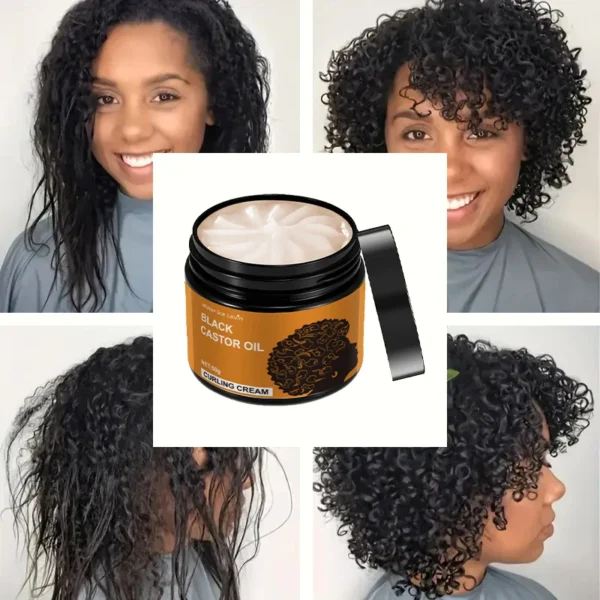 Black Castor Oil Curling Cream, Styling Curling Cream, Long-Lasting Frizz-Free Curls, Moisturizing and Elastic Styling Conditioner Suitable for Curly Hair - Suitable for All Hair Types - Image 7