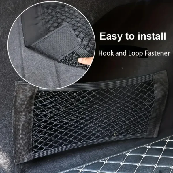Car Back Rear Mesh Trunk Seat Elastic Net Magic Sticker Universal Storage Pocket Auto Organizer Seat Back Bag - Image 2