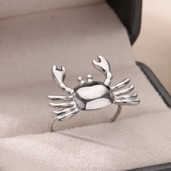 Stainless Steel Crab Rings for Women Gold Color Cute Animal Open Adjustable Ring Aesthetic Fashion Waterproof Jewelry Gift - Image 2