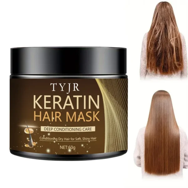 Keratine Magical Hair Mask Protein Straighten Repair Dry Frizzy Damaged Cream Pro Soft Smooth Shiny Deep Moisturizing Care 60g - Image 5