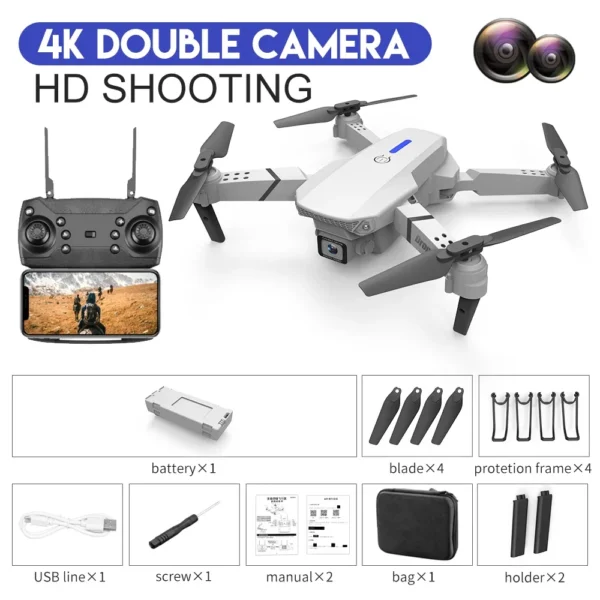 2025 E88 Pro WiFi FPV Drone - Single/Dual 4K/1080P Camera, Wide-Angle HD, Altitude Hold, Foldable Quadcopter RC Helicopter Toy - Image 4