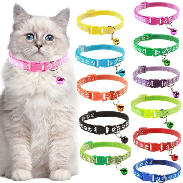 Pet cat bell collar dog print cat collar multiple colors optional necklace ring cat rope collar pet supplies - Image 7
